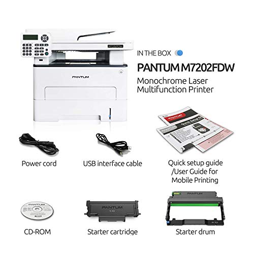 Pantum M7202FDW All-in-One Laser Printer Copier Scanner Fax, High Print and Copy Speed, Auto-duplex Printing, with Wireless, Ethernet & USB Capabilities (V2W81B)