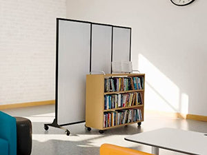 VERSARE QuickWall Sliding Portable Partition | 3 Panel Room Divider | Sound Absorbing | 7' Wide x 6'8" Tall | Marble Gray Panels