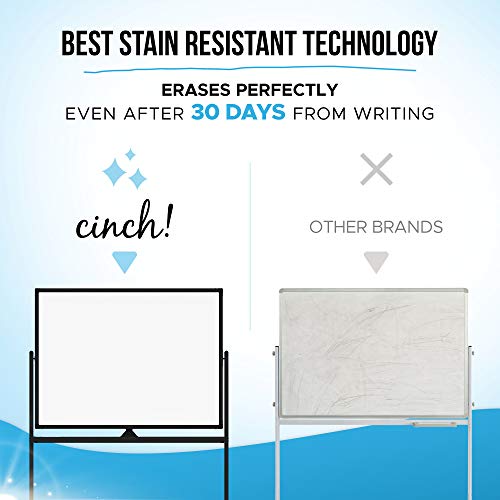 Large Black Mobile Rolling Whiteboard on Wheels: Stain Resistant Technology - 48x36 - Includes Big Flipchart Pad and Other Accessories - Portable Double Sided Dry Erase Magnetic White Board with Stand