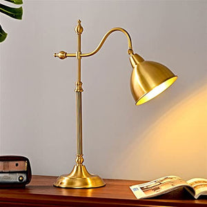 None Copper Desk Lamp Retro Bedroom Bedside Lamp 58cm Vintage Nightstand Lamps