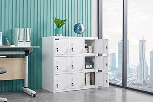MAYROY Metal Locker Office Storage Organizer - Full White (W9D)