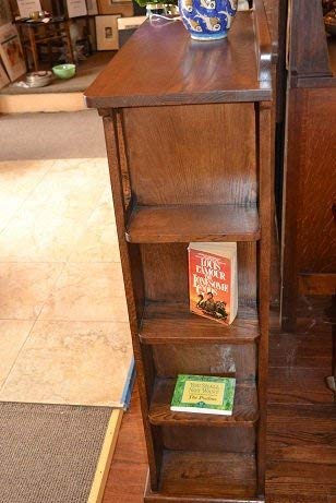 Crafters and Weavers Arts and Crafts Mission Oak Bookcase with Cut Outs and Side Shelves