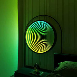 MNBVH Tunnel Mirror Light Cool RGB LED Gaming Desk Lamp (Large-70cm, Round)