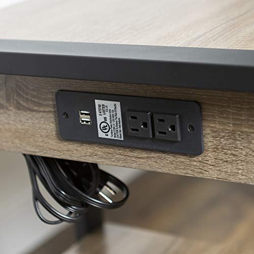 Walker Edison Modern Industrial Computer Gaming Desk Storage Shelves and Drawer with Electrical Outlet Home Office, 48 Inch, Driftwood