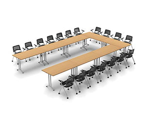 Team Tables Folding Conference Tables & Chairs Set - 18 Person, Beech Color, Model 7319