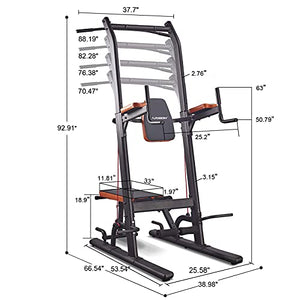 HARISON Power Tower Pull Up Bar Dip Station with Bench Press for Strength Training Home Gym Exercise Equipment