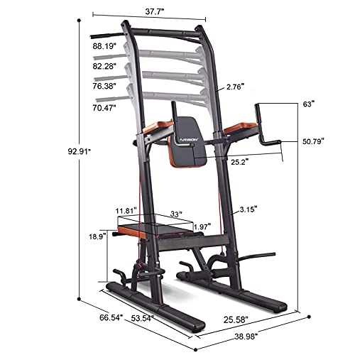 HARISON Power Tower Pull Up Bar Dip Station with Bench Press for Strength Training Home Gym Exercise Equipment