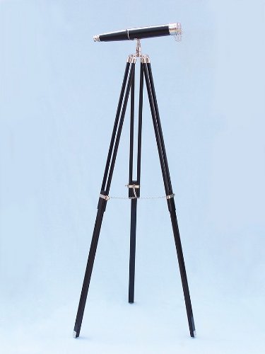 Floor Standing Admiral's Chrome/Leather Binoculars on stand 62" - Nautical