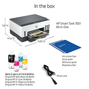 HP Smart Tank 7001 Wireless All-in-One Cartridge-free Ink Tank Printer, up to 2 years of ink included, mobile print, scan, copy (28B49A)