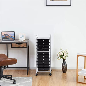 None Moving Cart Drawer Rolling Storage Cart Scrapbook Paper Office School Organizer (Black)