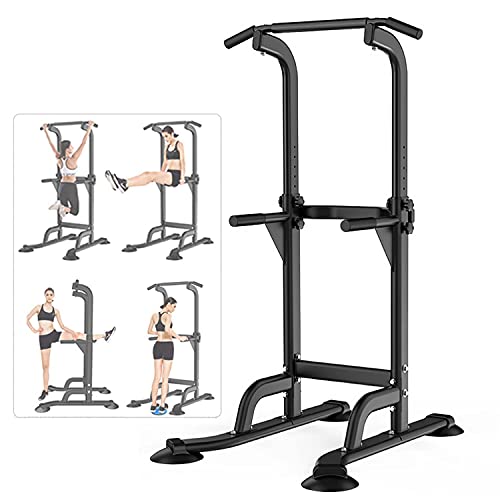 Power Tower Workout Dip Station Pull Up Bar Dip Stands Adjustable Height for Home Gym Strength Training Fitness Equipment