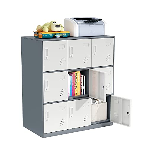 Metal Storage Cabinet with Card Slot - White+Gray 37.8" L*37.8" W*4.33" H