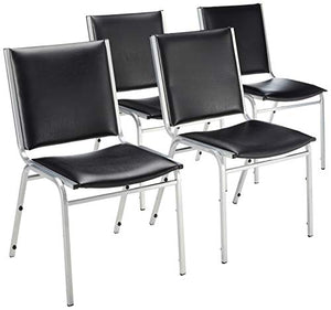 Lorell Padded Armless Stacking Chair, 35.6" x 20.8" x 19.4", Black