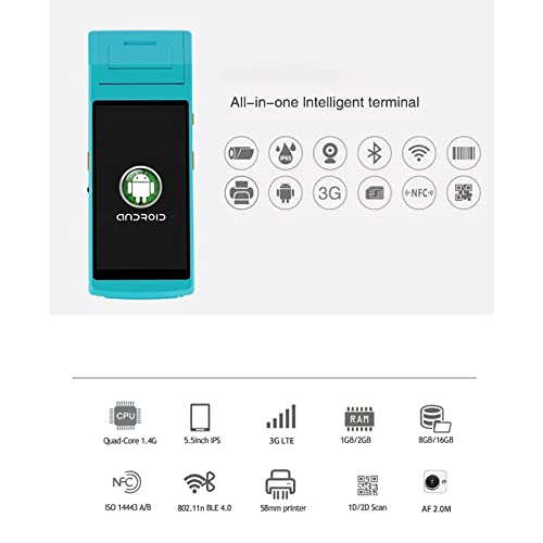 5.5 Inch Android POS Handheld Terminal PDA with Mobile Label Receipt Printer