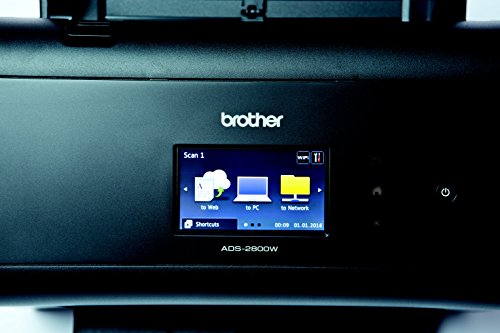 Brother ImageCenter ADS-2800W Wireless Document Scanner, Multi-Page Scanning, Color Touchscreen, Integrated Image Optimization, High-Precision Scanning, Continuous Scan Mode, Black