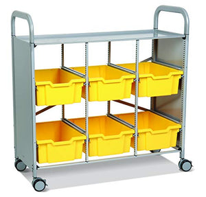 Gratnells Callero Plus Library Cart with 6 Deep F2 Sunshine Yellow Trays