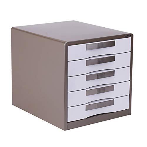 Bxwjg Metal Flat File Cabinet with Lock, Brown, 5 Draws