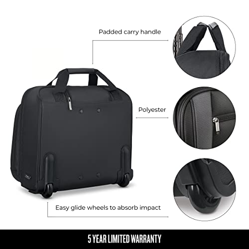 solo Bryant Rolling Bag with Wheels, Fits Up to 17.3-Inch Laptop, Black/Grey, 14" x 16.8" x 5"