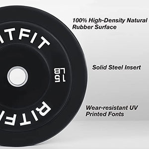 RitFit 2 Inch Olympic Weight Plate, Bumper Plates With Steel Insert, Olympic Barbell Weight Plates for Gym and Home, Single, Pair and Sets（45LB, Pair)