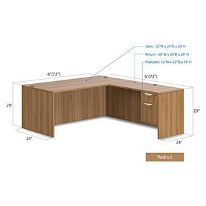 G GOF 3 Person Workstation Cubicle with Desk, Walnut (6'D x 18'W x 72"H)