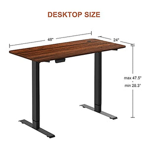 HOUSEELF Dual Motor Electric Standing Desk - 48 x 24 Inches Height Adjustable Computer Desk with Greater Motor Power, Stand Up Writing Table for Home, Office, Workstation, Walnut