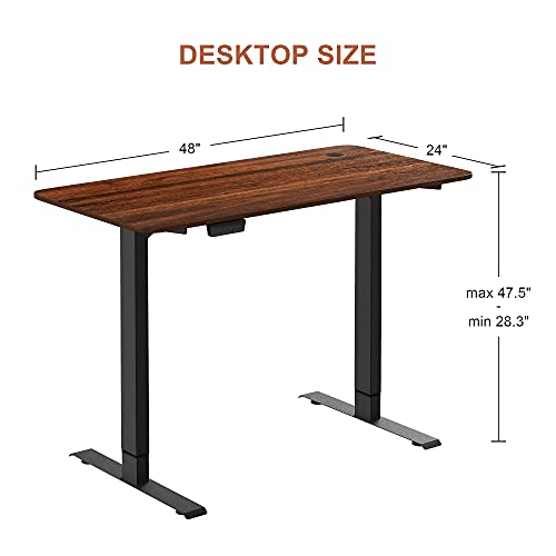 HOUSEELF Dual Motor Electric Standing Desk - 48 x 24 Inches Height Adjustable Computer Desk with Greater Motor Power, Stand Up Writing Table for Home, Office, Workstation, Walnut