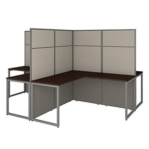 Bush Business Furniture 4 Person L Shaped Cubicle Desk Workstation Panels, 60W x 66H, Mocha Cherry