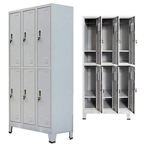 BLXCOMUS Locker Cabinet with 6 Compartments Gray Steel closet organizer Dimensions: 35.4" x 17.7" x 70.9" (W x D x H)