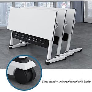 NeAFP Flip Top Mobile Training Table with Modesty, Locking Casters - Foldable, Nestable - Horizontal to Vertical