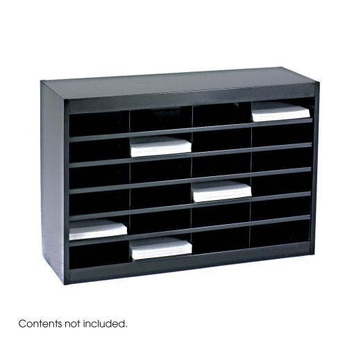 Safco Products E-Z Stor Literature Organizer, 24 Compartment, 9211BLR, Black Powder Coat Finish, Commercial-Grade Steel Construction, Eco-Friendly