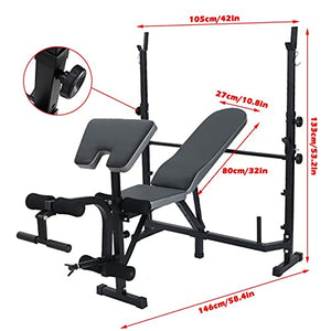 MTDHKX Power Tower Pull Up Bar Dip Station Adjustable Height Strength Training Workout Equipment with Dumbbell Bench for Home Gym