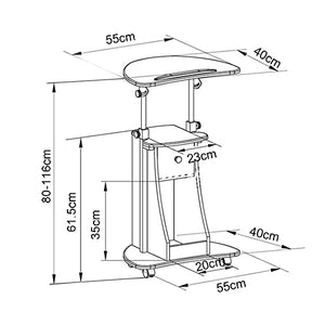 SHABOZ Mobile Laptop Stand - Adjustable Sit-Stand Workstation