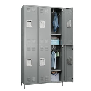 GangMei 72" Tall Metal Locker with 6 Doors, Light Gray, Assembly Required