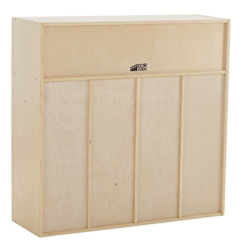 ECR4Kids Birch Streamline Classroom Locker - Hardwood Coat & Backpack Storage for Kids - 4-Section, Toddler (36" H)