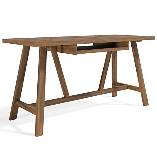 SIMPLIHOME Dylan SOLID WOOD Modern Industrial 60 inch Wide Home Office Desk, Writing Table, Workstation, Study Table Furniture in Rustic Natural Aged Brown