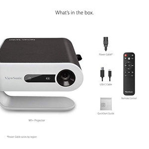 ViewSonic M1+ Portable Smart Wi-Fi Projector with Dual Harman Kardon Bluetooth Speakers HDMI USB Type C and Built-in Battery (Renewed)