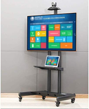 Goakwwuz Cabinet Mobile TV Cart with Tray Floor Stand, 360° Rotating Wheel, Height Adjustable Mounting Bracket (55-80")