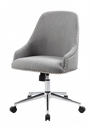 Norstar Grey Chair with Silver Nail Around Back & Arm, KD074 Base