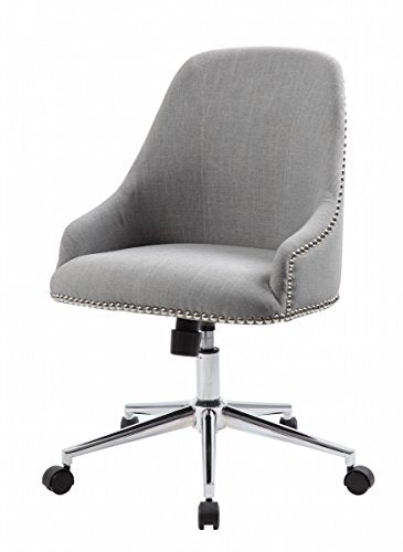 Norstar Grey Chair with Silver Nail Around Back & Arm, KD074 Base