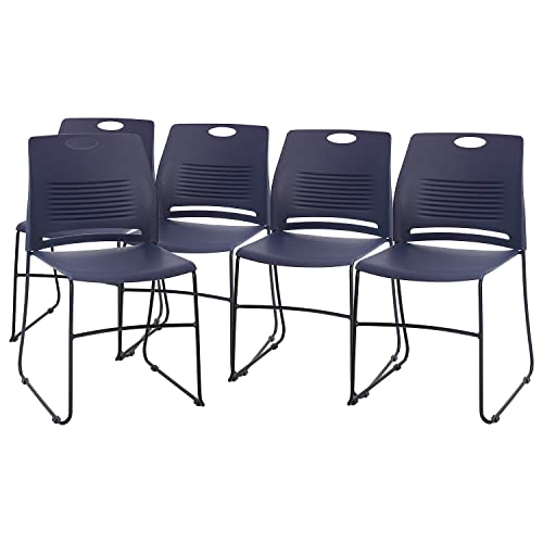 Flash Furniture HERCULES Series Set of 5 Commercial Stack Chair - 660 lb. Capacity - Navy Perforated Back