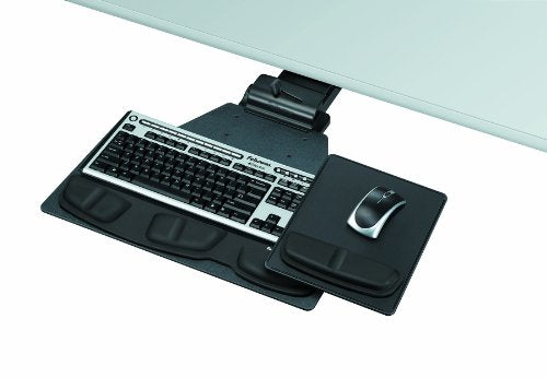 Fellowes 8035901 Professional Corner Executive Keyboard Tray, 19w x 14-3/4d, Black