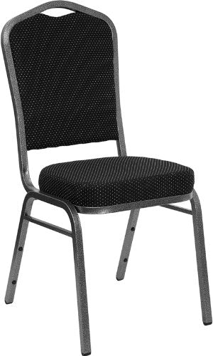 LIVING TRENDS Marvelius Crown Back Banquet Chair 10 Pack - Black Dot Patterned Fabric/Silver Vein Frame
