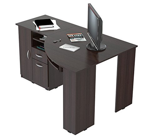 Inval America L-Shaped Corner Desk, Espresso