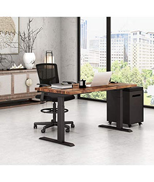Stand Up Desk Store Solid Wood Top Electric Adjustable Height Standing Desk with Programmable Memory (Charcoal Frame/Walnut Top, 60" Wide)