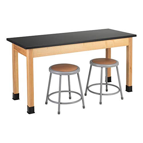Learniture 24" W x 60" L Science Lab Table with Chemical Resistant Top, Black