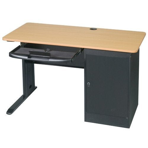 Balt LX 48 Single Workstation, 48 Inch Wide, Locking CPU Holder, Teak, (89843)
