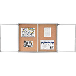 Enclosed Bulletin Board - Cork - Aluminum Frame - 48" x 36" - 2 Door