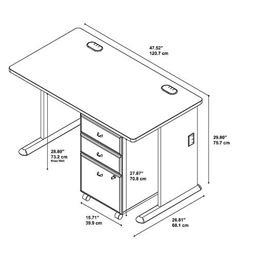 Bush Business Furniture Series A 48W Desk with Mobile File Cabinet in Beech and Slate