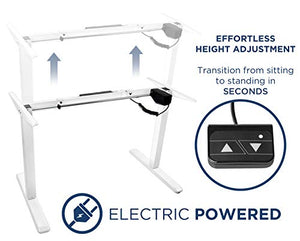 Mount-It! Electric Standing Desk Frame | Height Adjustable Motorized Sit Stand Desk Base with Controller | Single Motor Stand Up Ergonomic Workstation | Steel Legs | White