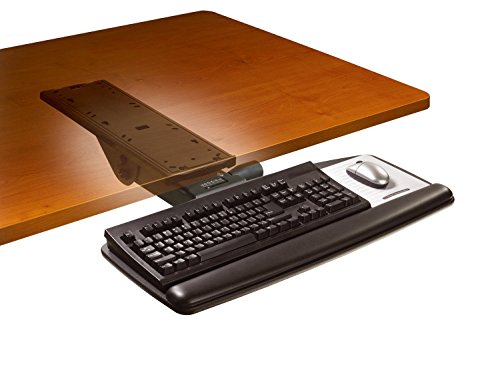 3M AKT91LE Easy Adjust Keyboard Tray With Standard Platform, 17 3/4" Track, Black
